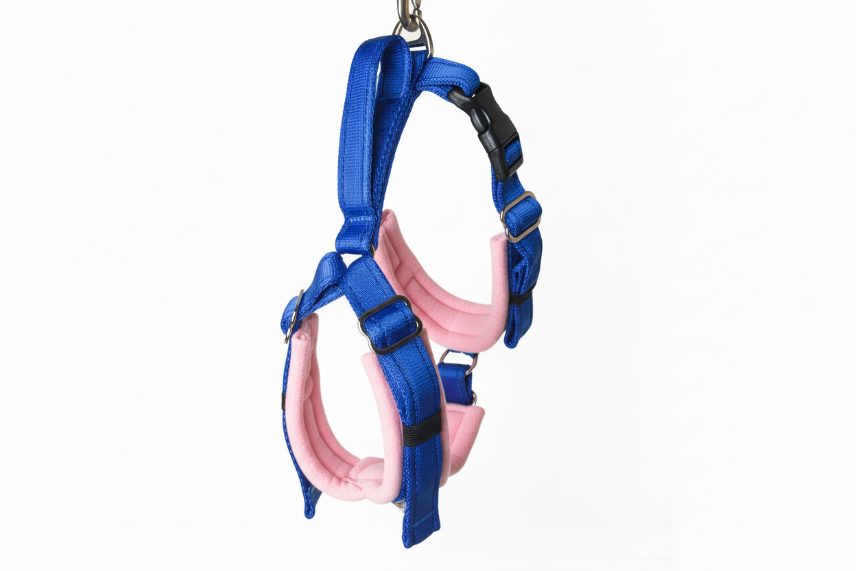 Royal blue and baby pink harness