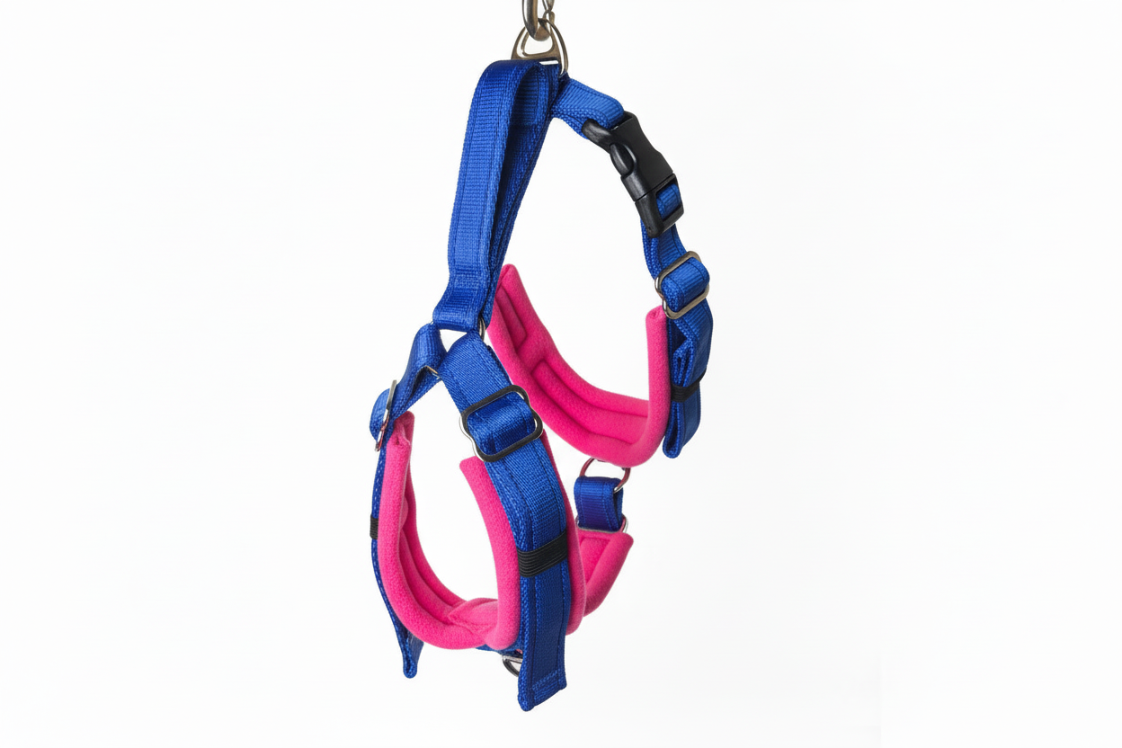 Royal blue and hot pink harness
