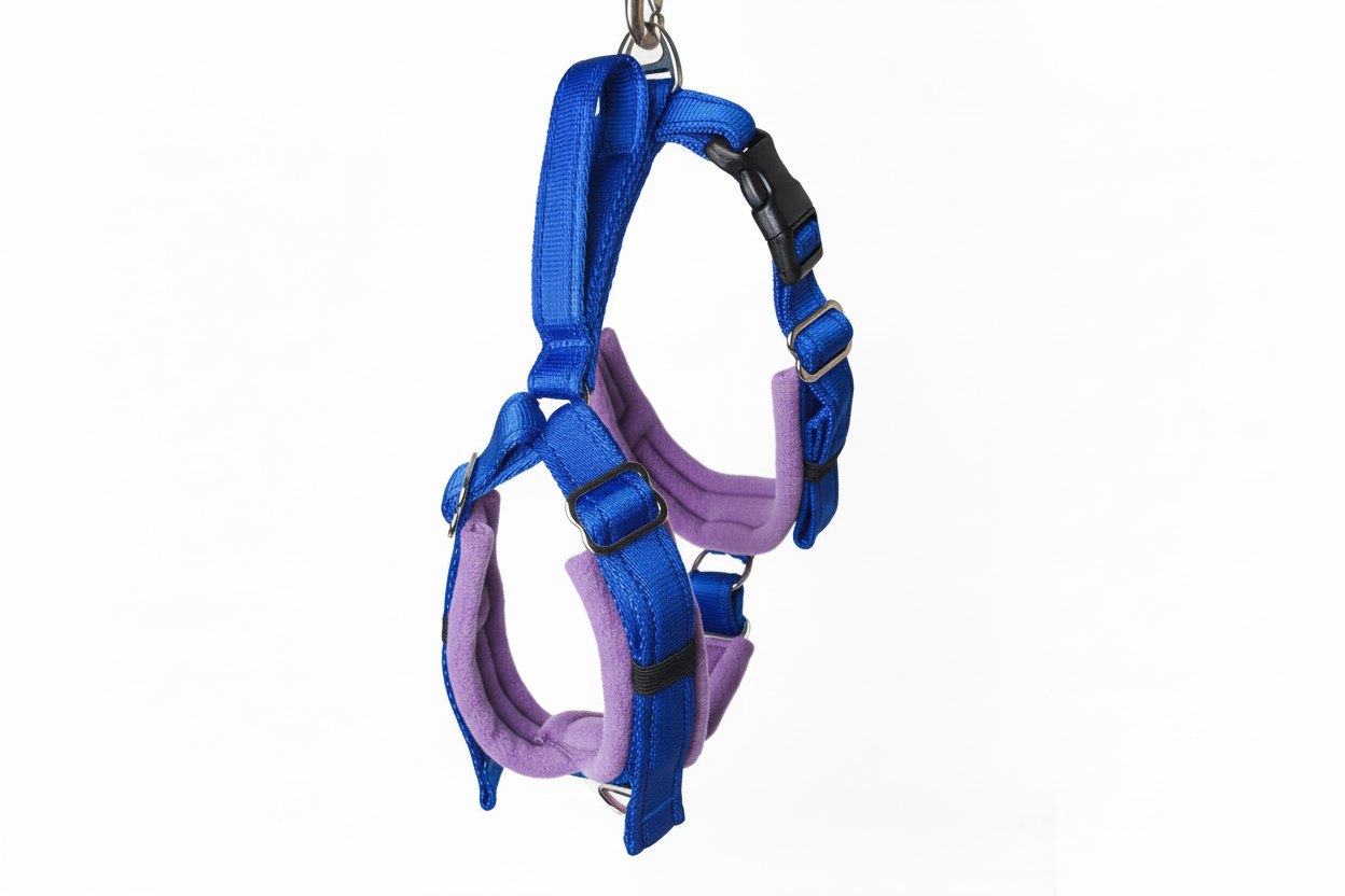 Royal blue and lilac harness