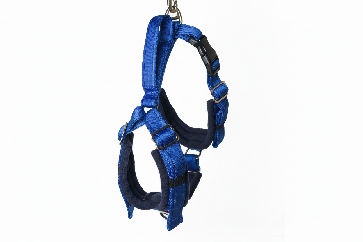 Royal blue and navy harness