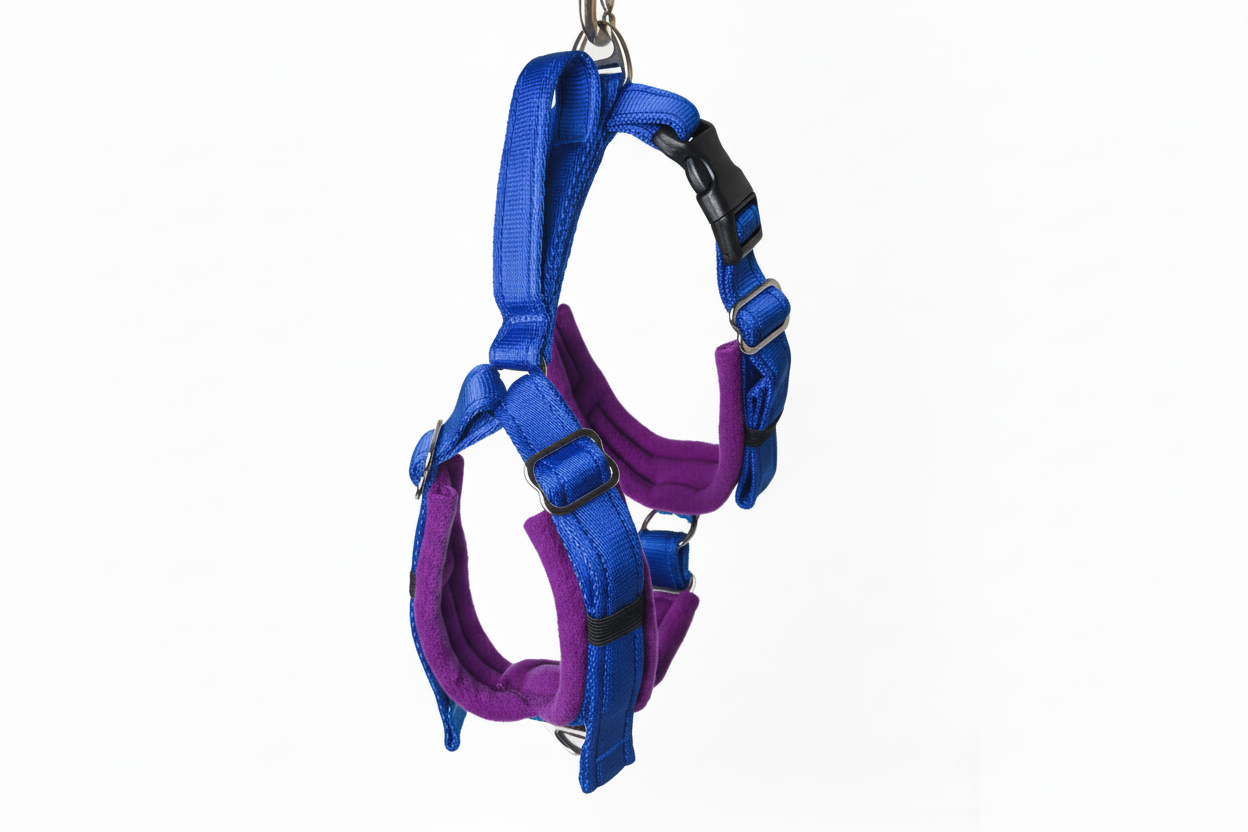 Royal blue and purple harness