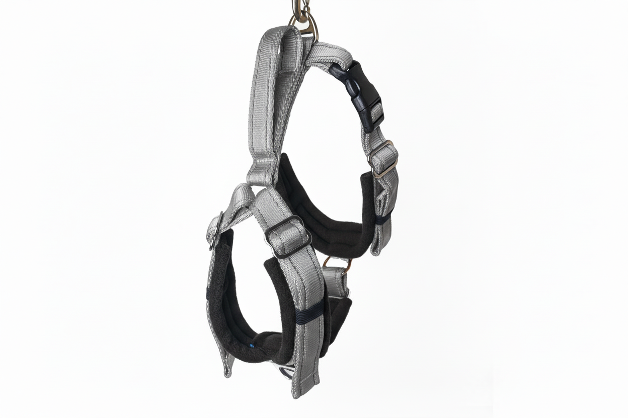 Silver grey and black harness