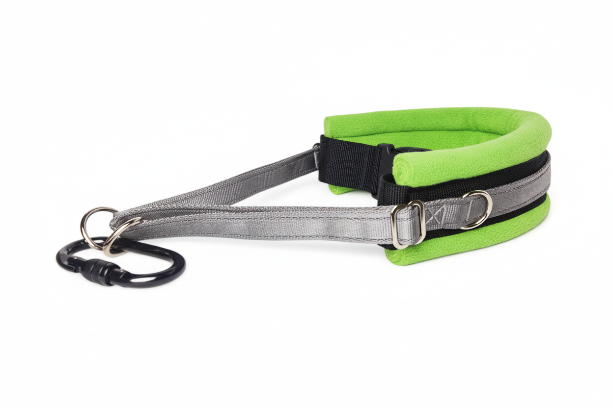Silver grey and lime green collar