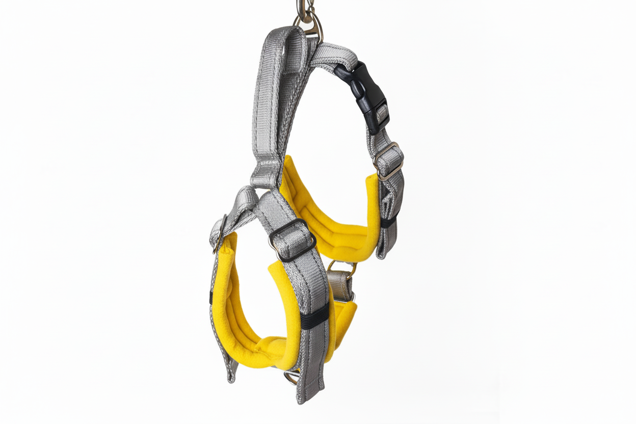 Silver grey and sunshine yellow harness