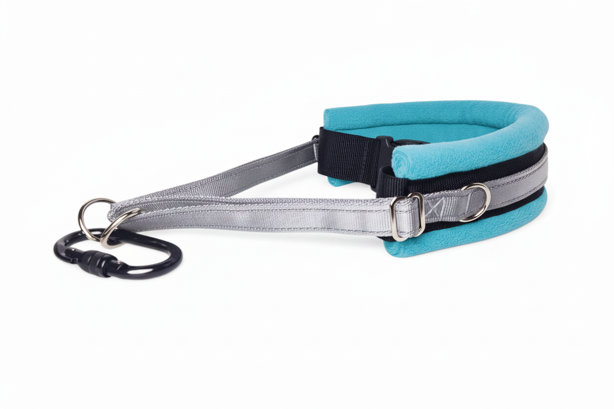 Silver grey and turquoise collar