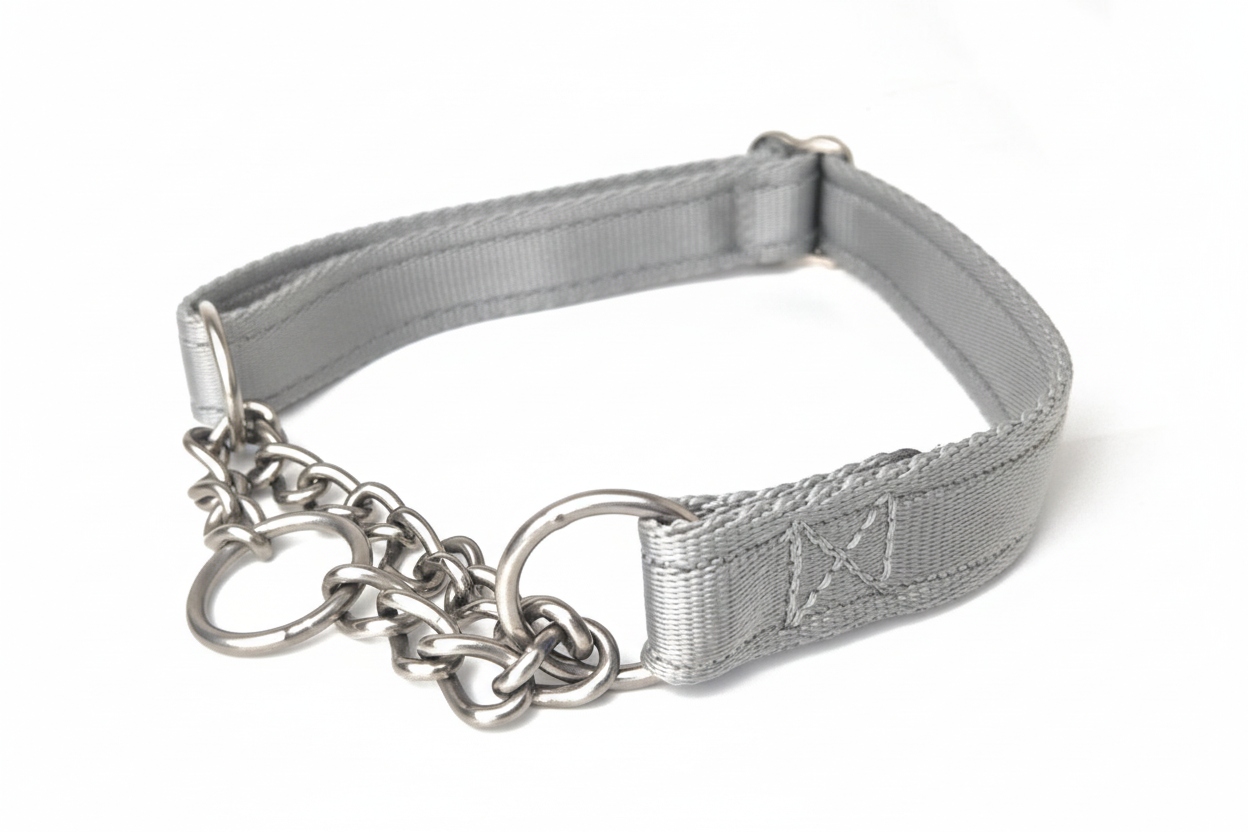 Silver grey half check collar