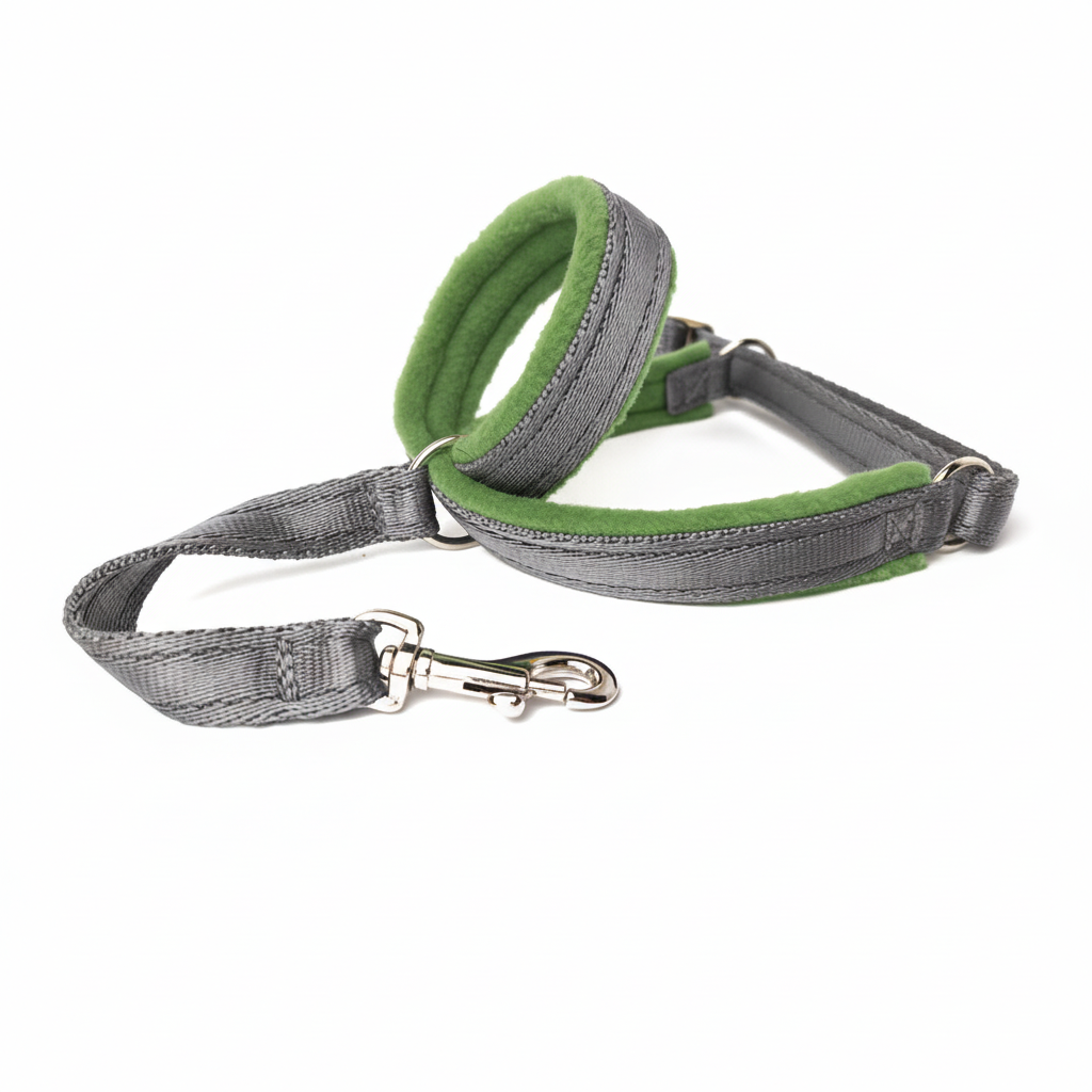 Silver grey webbing with fern green padding