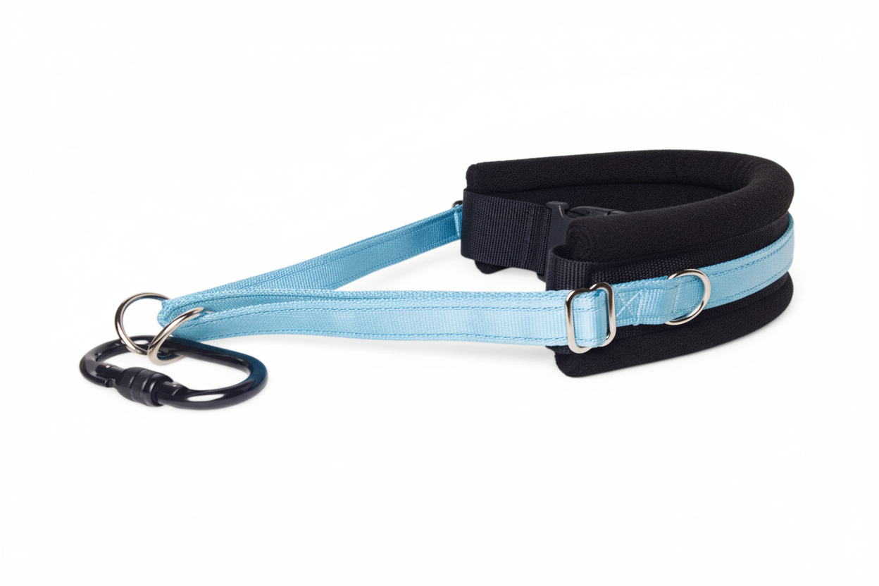 Sky blue and black collar