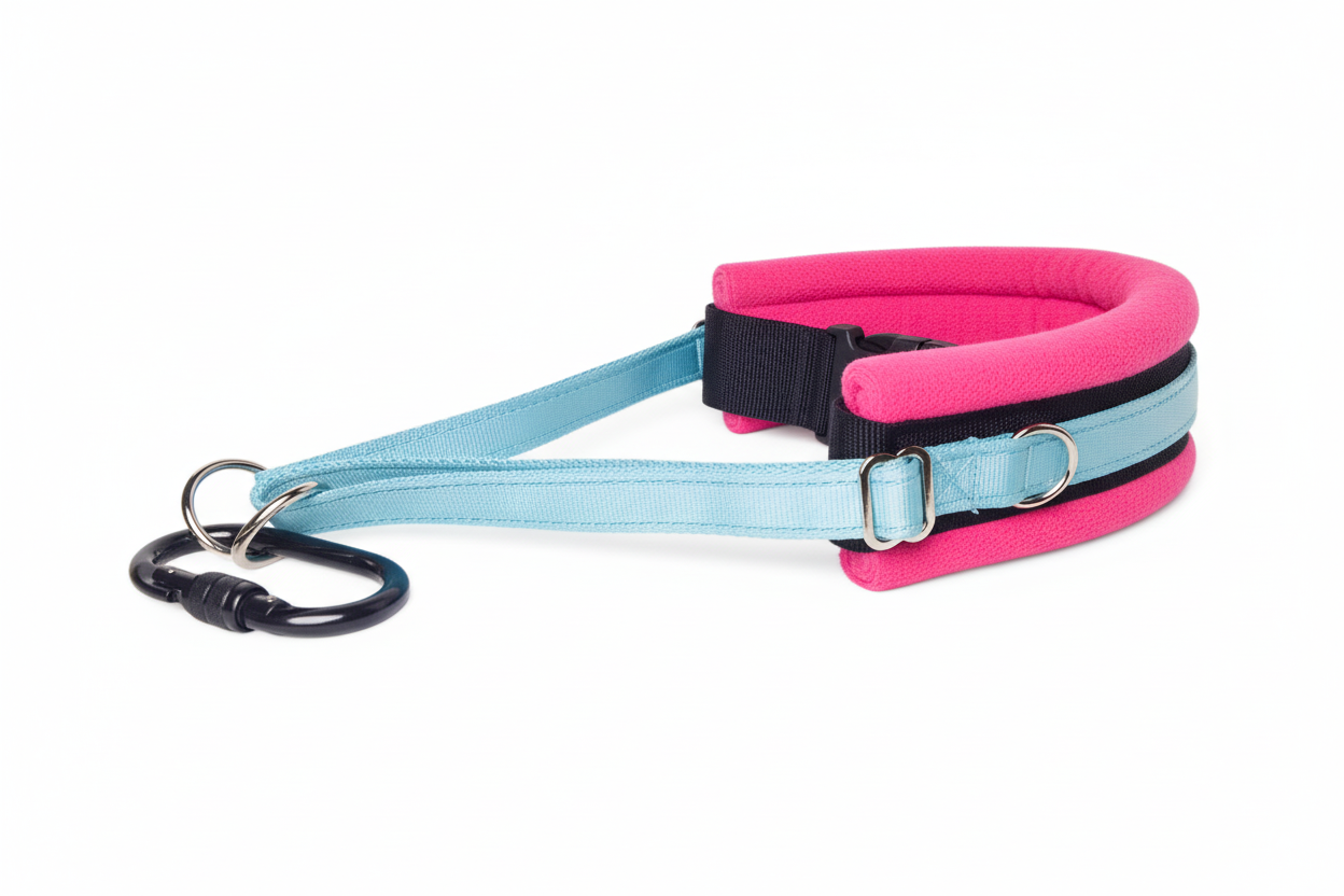 Sky blue and hot pink collar