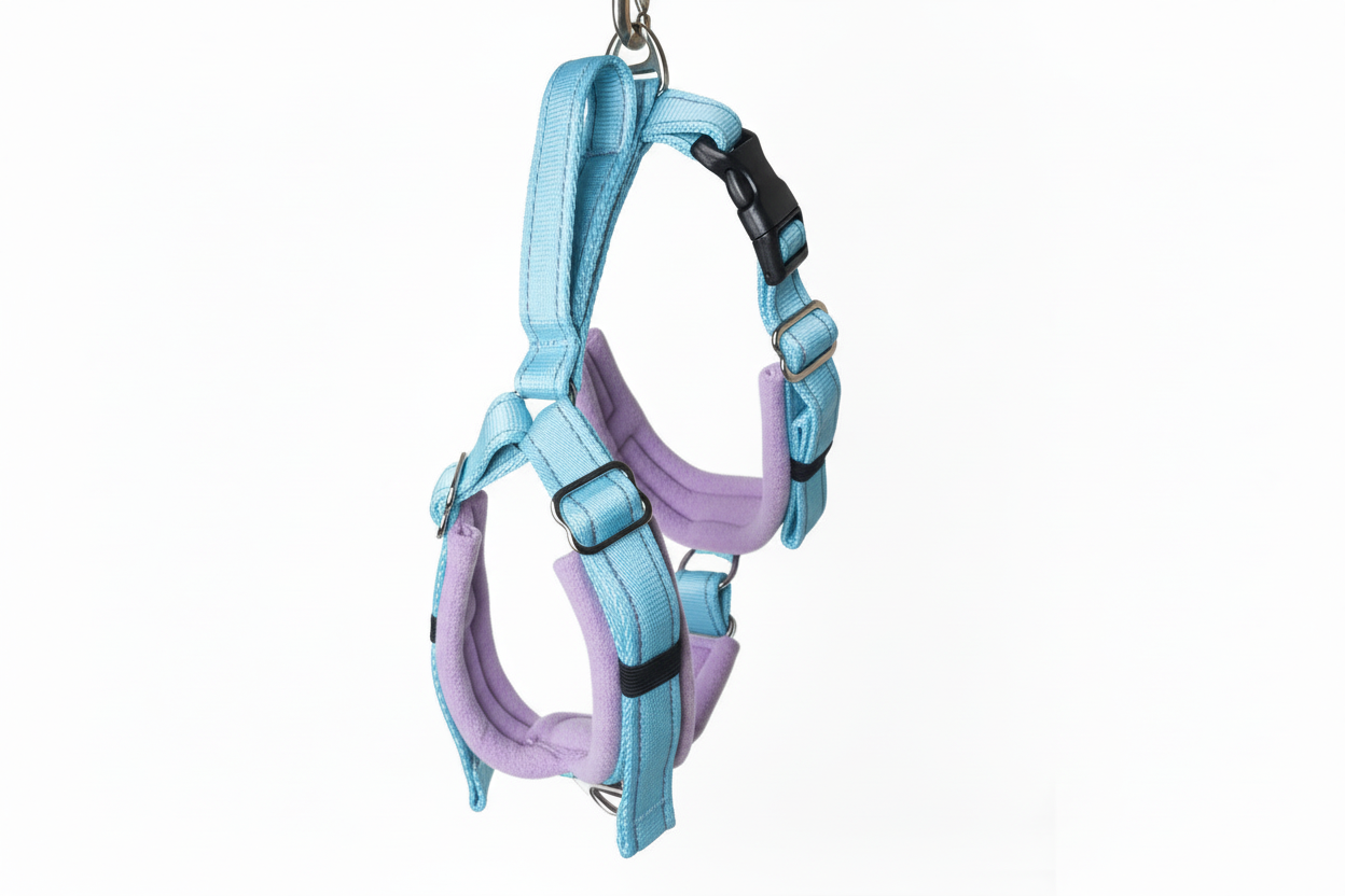 Sky blue and lilac harness