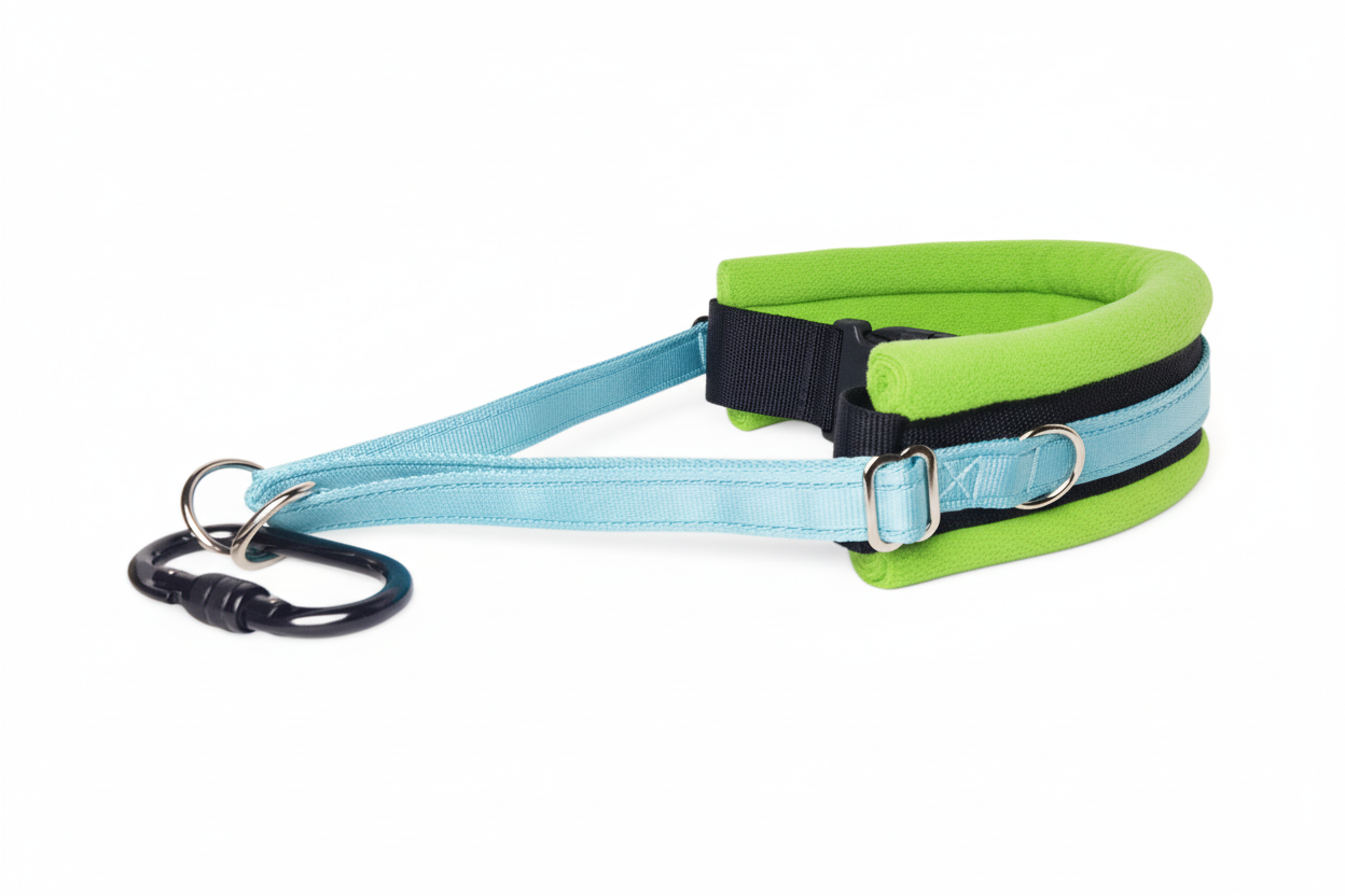 Sky blue and lime green collar
