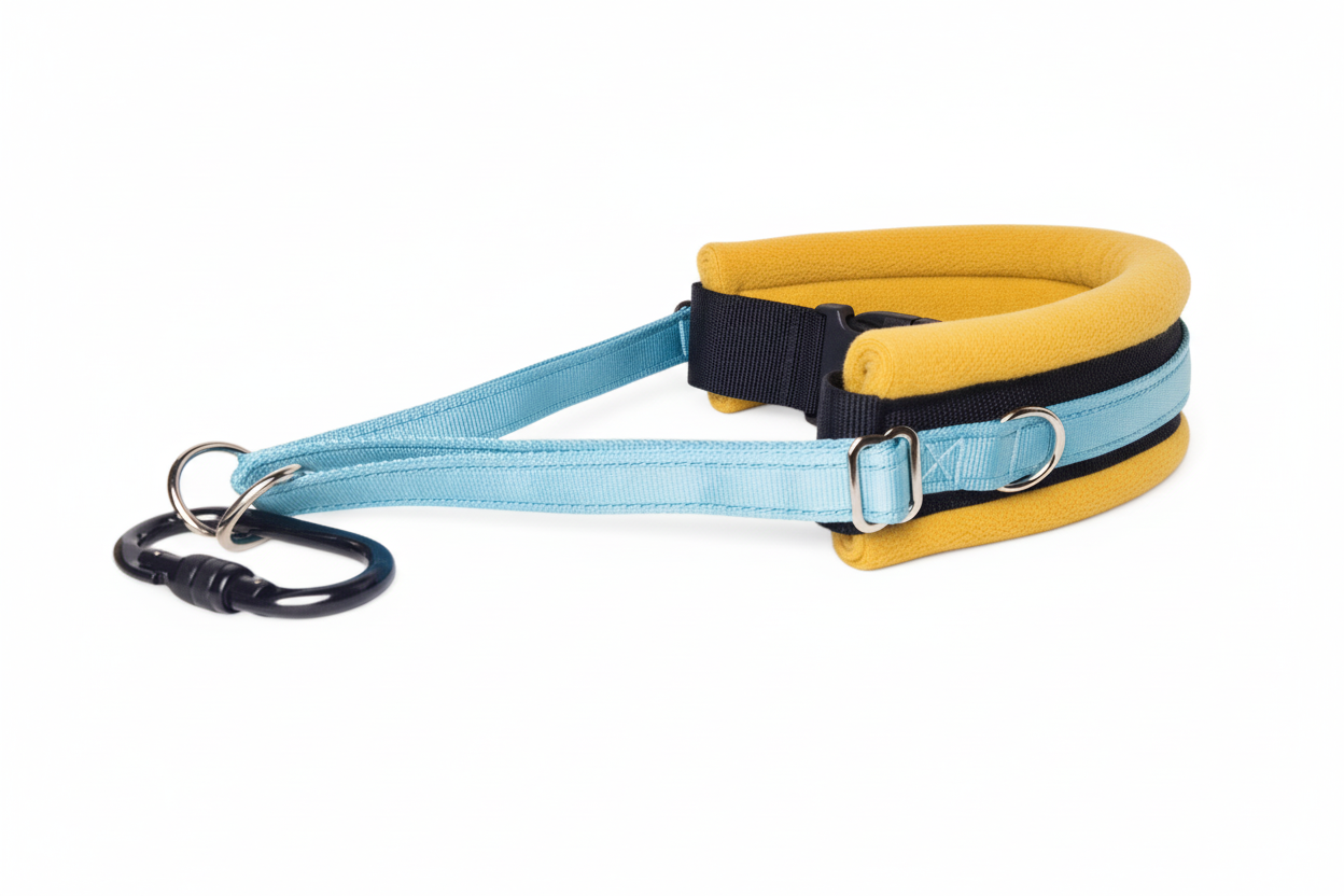 Sky blue and mustard collar