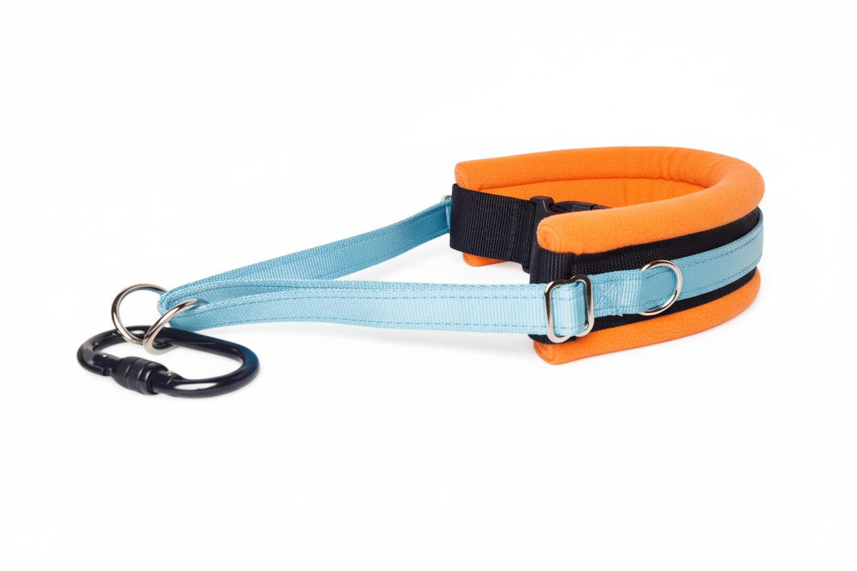 Sky blue and orange collar