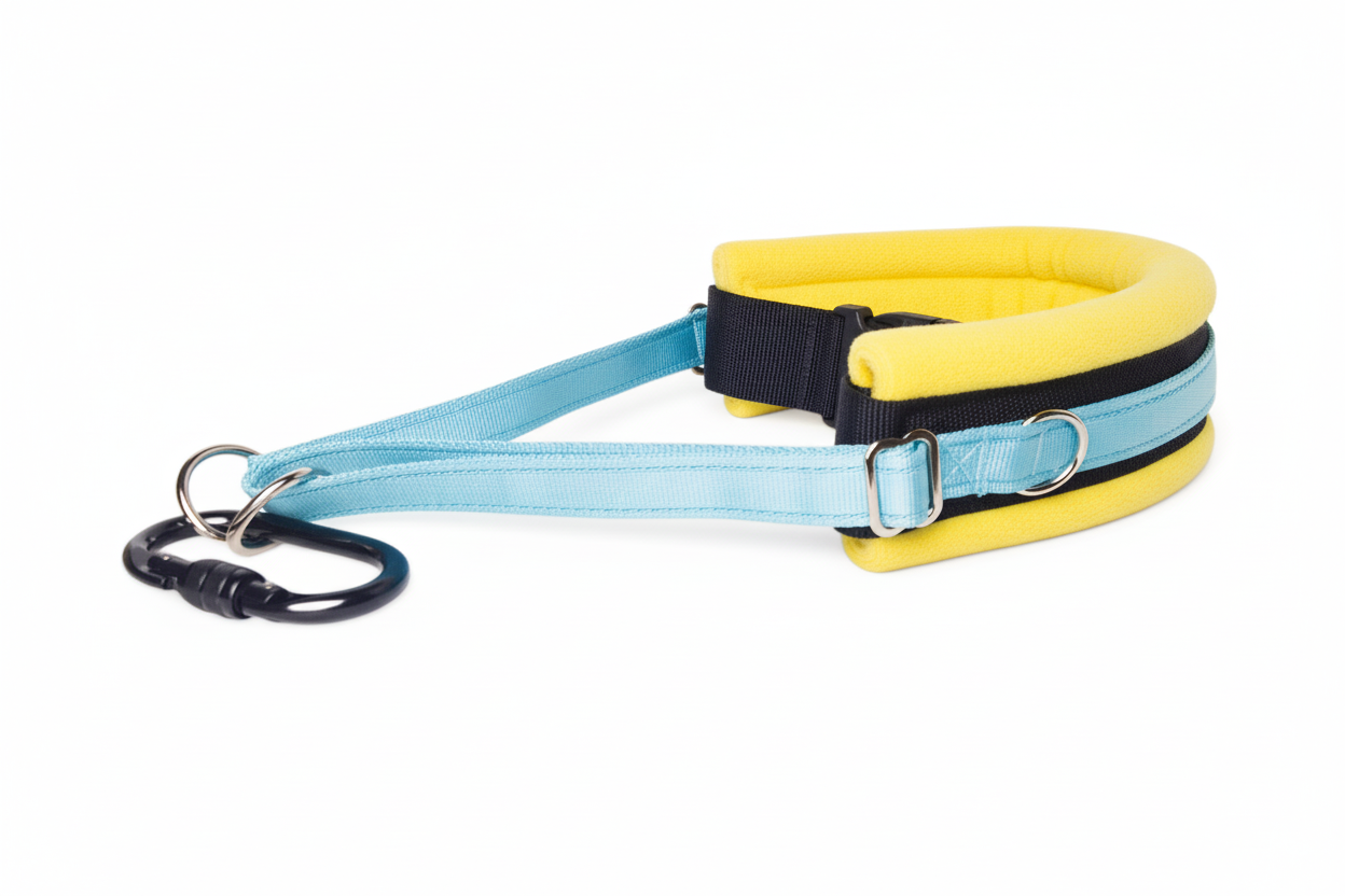 Sky blue and sunshine yellow collar