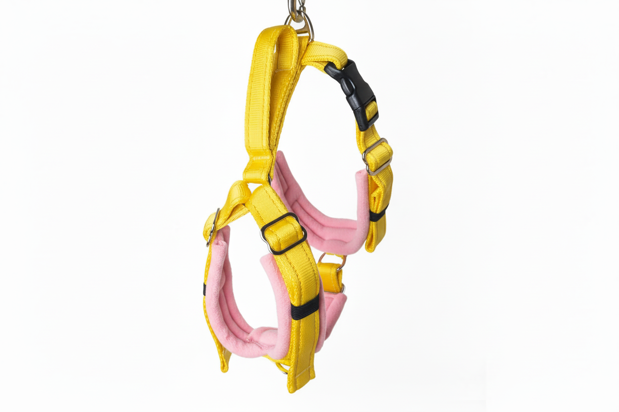 Yellow and baby pink harness