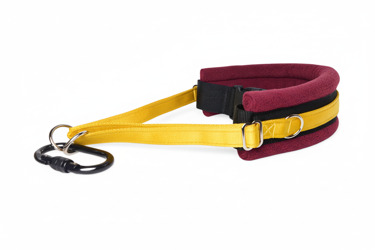 Yellow and burgundy collar