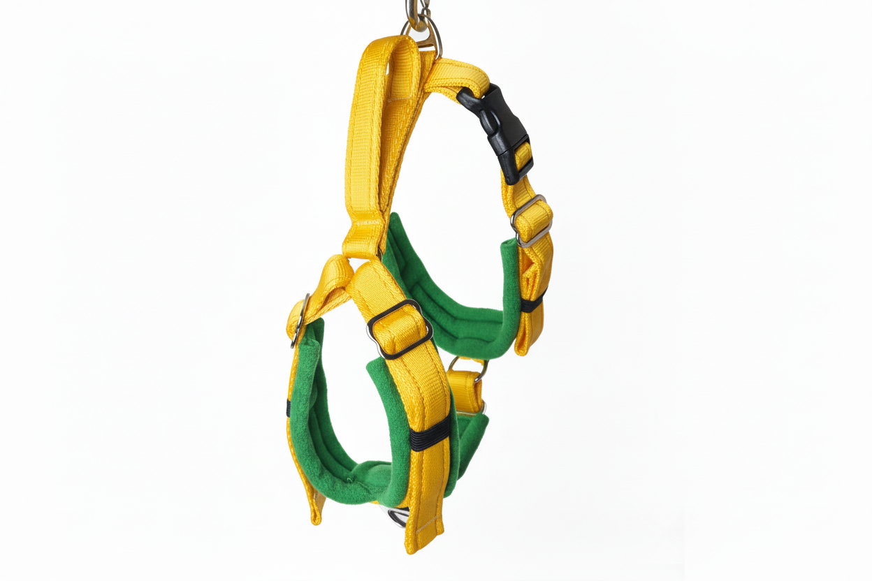 Yellow and fern green harness