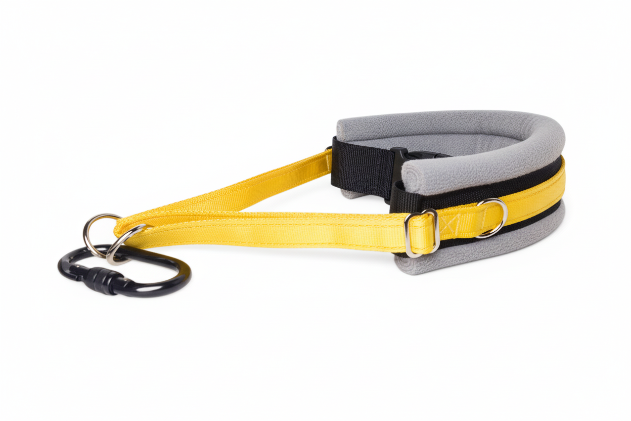 Yellow and silver grey collar