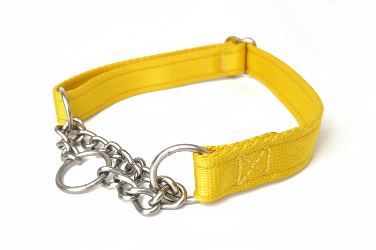 Yellow half check collar