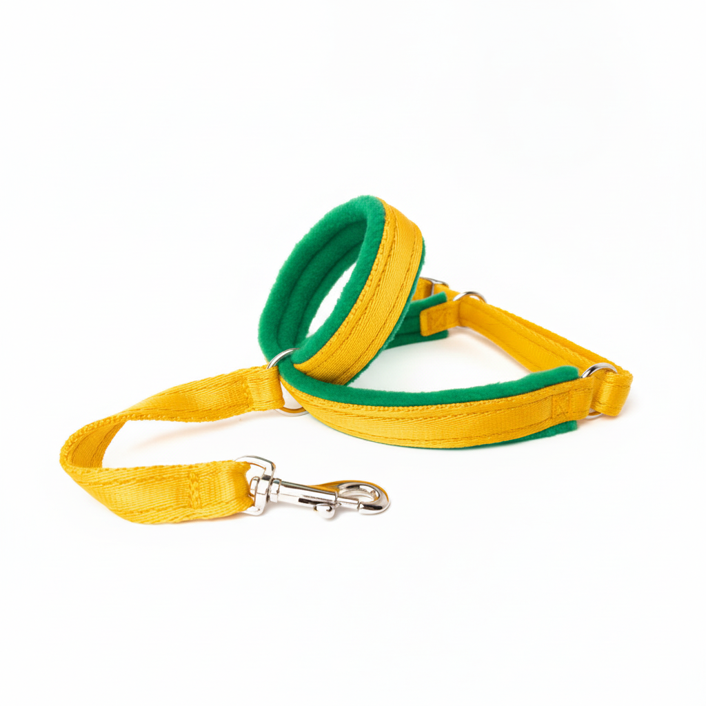 Yellow webbing with emerald green padding