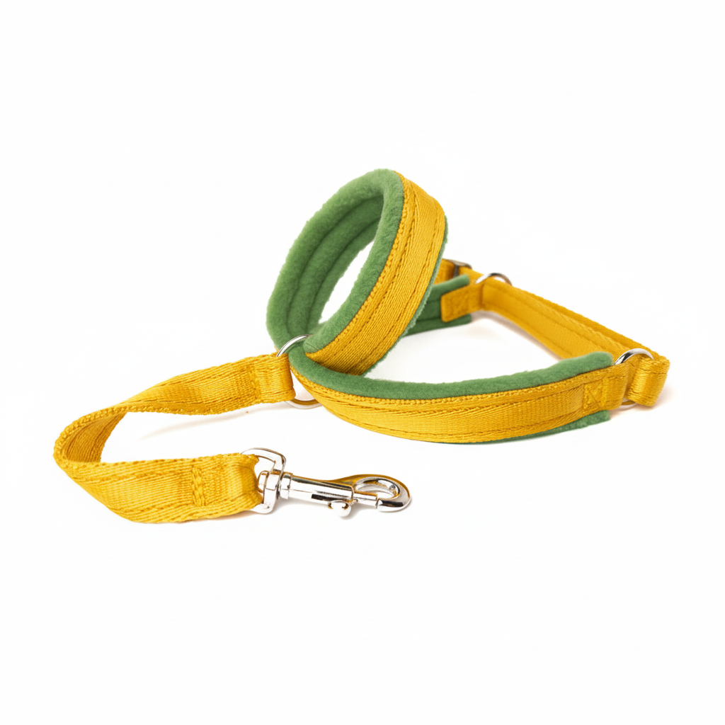 Yellow webbing with fern green padding