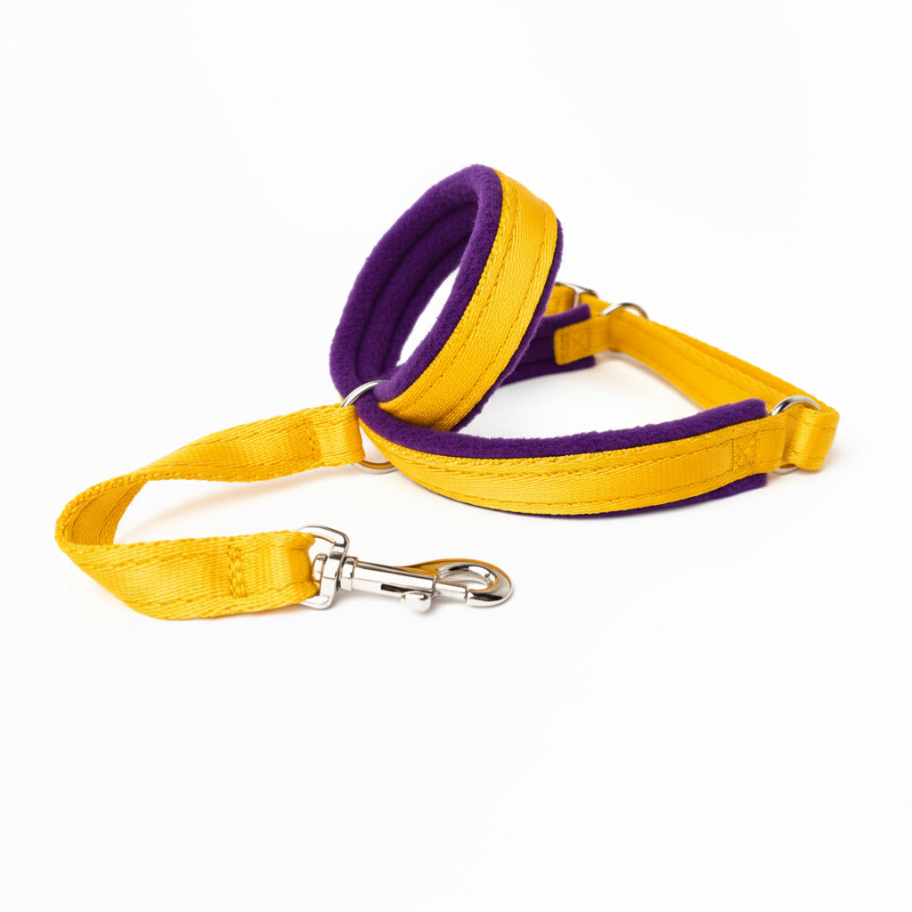 Yellow webbing with purple padding