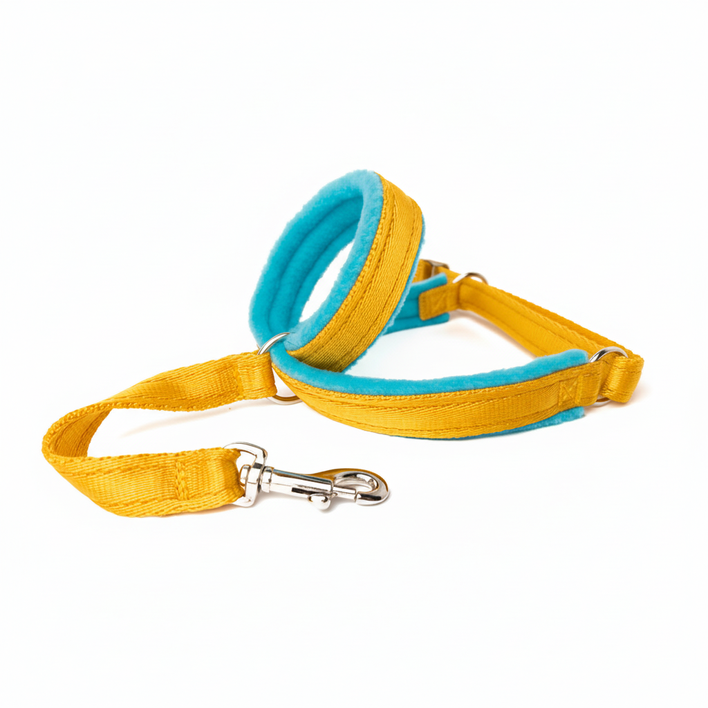 Yellow webbing with turquoise padding
